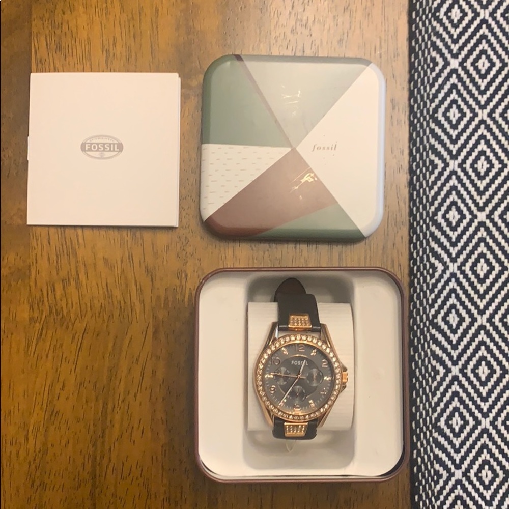 Rose Gold and Brown Leather Fossil Watch